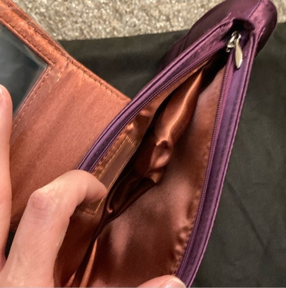 Yves Saint Laurent Satin Clutch in Purple and Tan - Picture 5 of 7